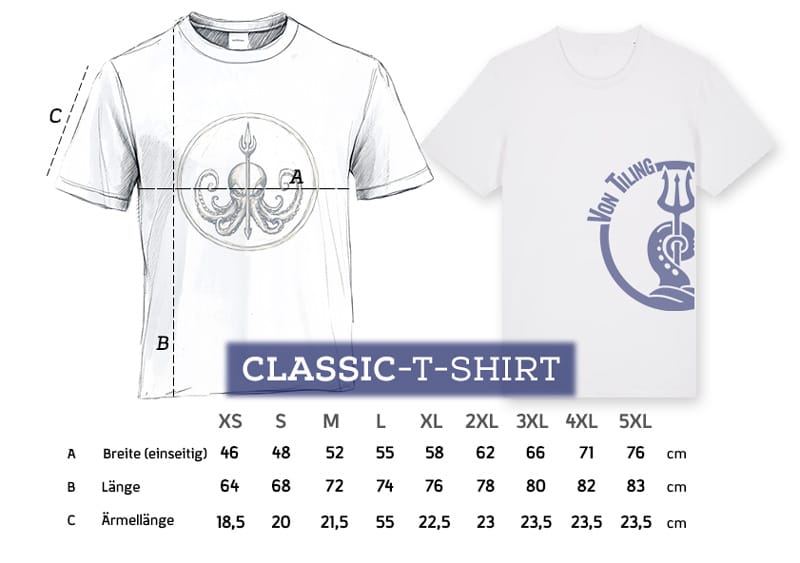 Größentabelle Male-Shirt Sondergrößen